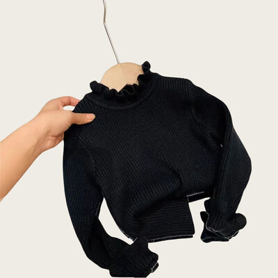 Pulovere pentru copii Topuri de bază 1-6A 2024 Toamna Pulover tricotat pentru fete, cu elasticitate înaltă, Pulover pentru fete