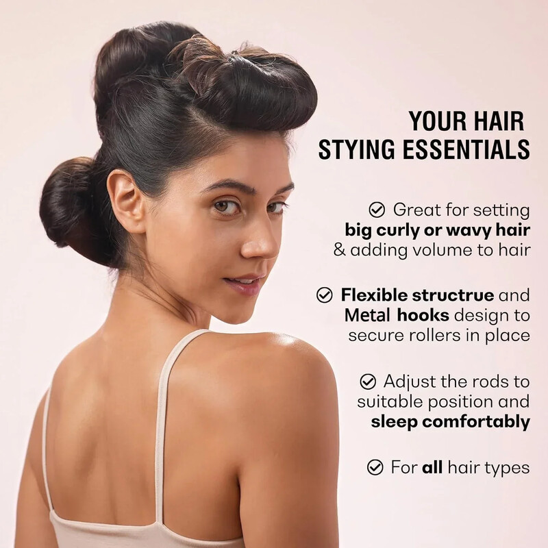 Ondulător de păr fără căldură Role de păr fără căldură Lazy Curling Rod Bandă pentru cap Bucle moi Tije flexibile pentru dormit cu cârlig Instrumente pentru coafarea părului