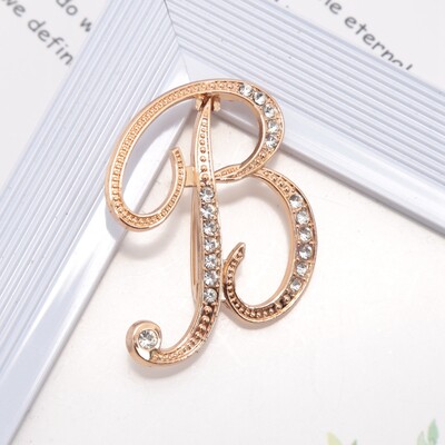 Új strasszos kristály AZ betűs kezdő melltű női arany színű angol elegancia ábécé címke hölgy ékszer ajándék