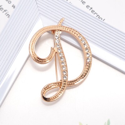 Új strasszos kristály AZ betűs kezdő melltű női arany színű angol elegancia ábécé címke hölgy ékszer ajándék