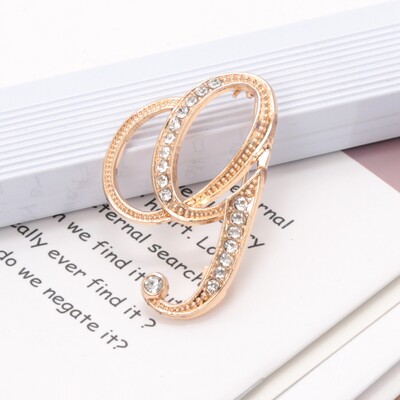 Új strasszos kristály AZ betűs kezdő melltű női arany színű angol elegancia ábécé címke hölgy ékszer ajándék