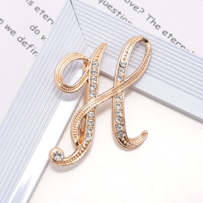 Új strasszos kristály AZ betűs kezdő melltű női arany színű angol elegancia ábécé címke hölgy ékszer ajándék