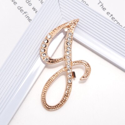 Új strasszos kristály AZ betűs kezdő melltű női arany színű angol elegancia ábécé címke hölgy ékszer ajándék