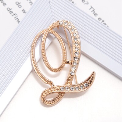 Új strasszos kristály AZ betűs kezdő melltű női arany színű angol elegancia ábécé címke hölgy ékszer ajándék