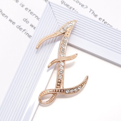 Új strasszos kristály AZ betűs kezdő melltű női arany színű angol elegancia ábécé címke hölgy ékszer ajándék