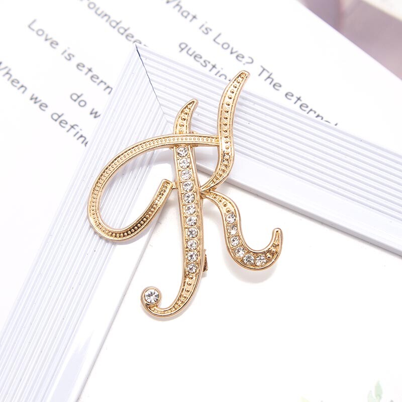 Új strasszos kristály AZ betűs kezdő melltű női arany színű angol elegancia ábécé címke hölgy ékszer ajándék