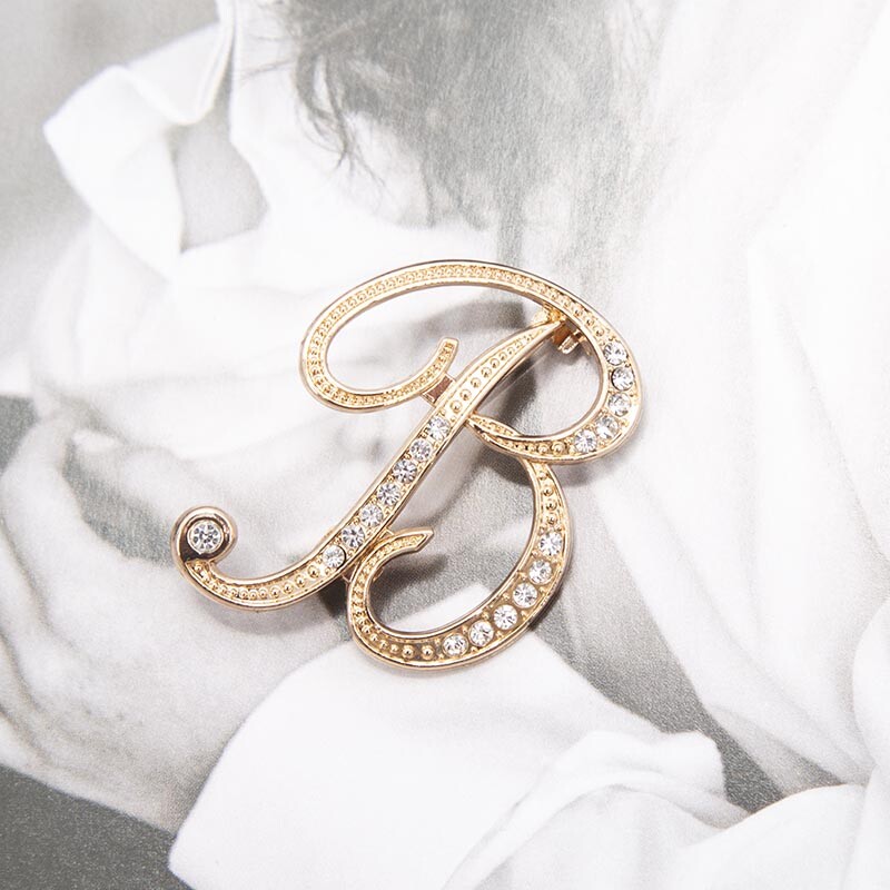 Új strasszos kristály AZ betűs kezdő melltű női arany színű angol elegancia ábécé címke hölgy ékszer ajándék