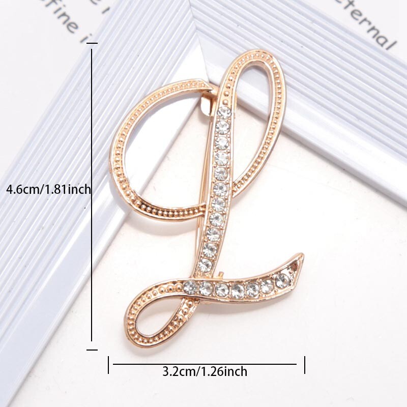 Új strasszos kristály AZ betűs kezdő melltű női arany színű angol elegancia ábécé címke hölgy ékszer ajándék