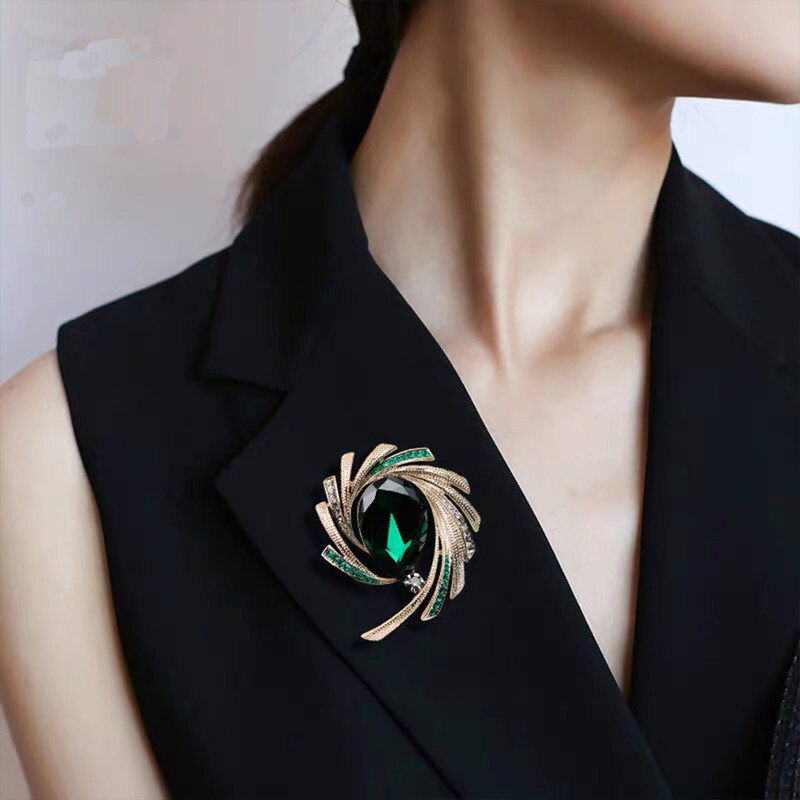 Γυναικείες ρετρό καρφίτσες Waterdrop Γυναικείες Κομψές Πολυτελείς Πράσινες Κρυστάλλινες Ιδιοσυγκρασία πάρτι Κοσμήματα Αξεσουάρ ρούχων Καρφίτσες ασφαλείας