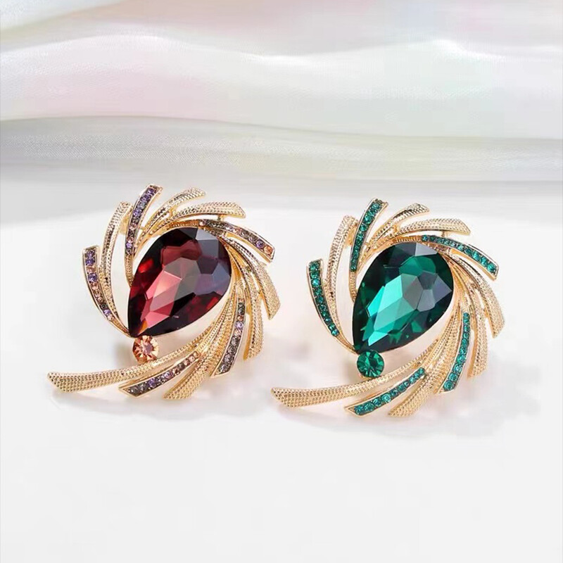 Γυναικείες ρετρό καρφίτσες Waterdrop Γυναικείες Κομψές Πολυτελείς Πράσινες Κρυστάλλινες Ιδιοσυγκρασία πάρτι Κοσμήματα Αξεσουάρ ρούχων Καρφίτσες ασφαλείας