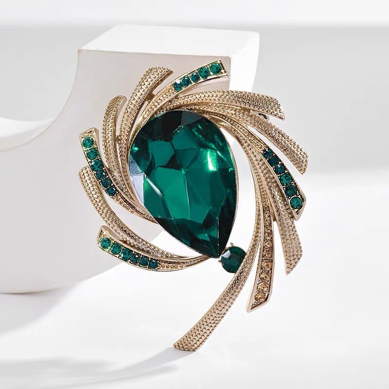 Γυναικείες ρετρό καρφίτσες Waterdrop Γυναικείες Κομψές Πολυτελείς Πράσινες Κρυστάλλινες Ιδιοσυγκρασία πάρτι Κοσμήματα Αξεσουάρ ρούχων Καρφίτσες ασφαλείας