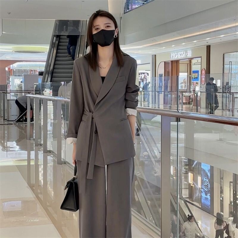 Γυναικείο Φθινοπωρινό Χειμώνα Νέα Μόδα Casual Blazers Σετ ασορτί σακάκι 2024 Κορεάτικο κομψό επαγγελματικό κοστούμι Παντελόνι δύο τεμαχίων