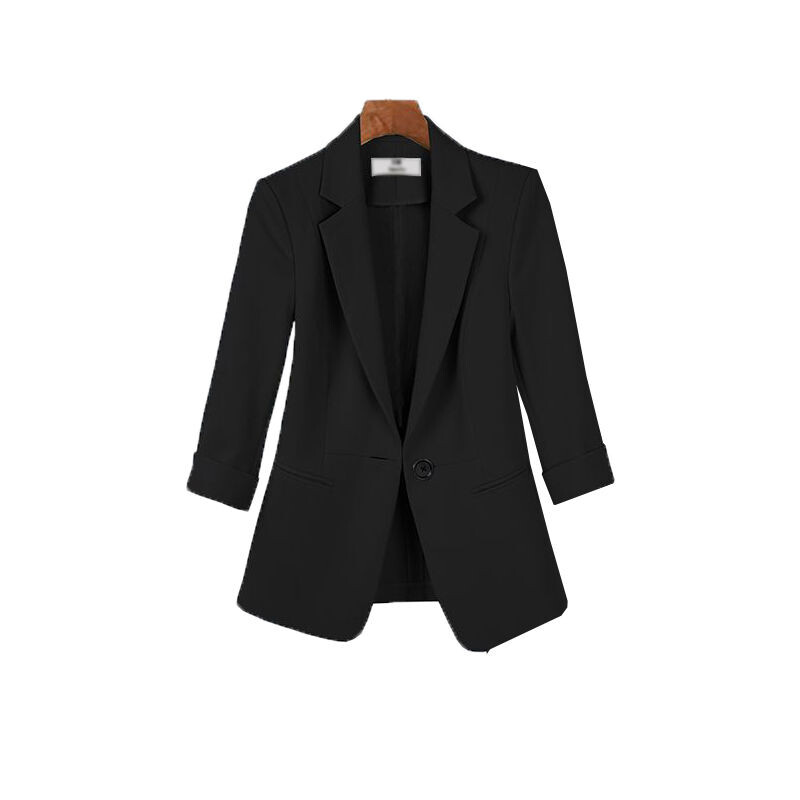 Costum negru profesional nou de vară pentru femei, două piese, coreeană, elegantă, ocazională, jachetă, pantaloni, set de îmbrăcăminte pentru femei