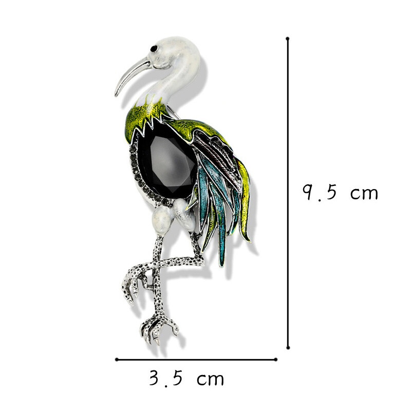 Destul de broșă cu macara cu coroană roșie pentru femeie animal pasăre Pin retro strass flamingo broșe accesorii de bijuterii