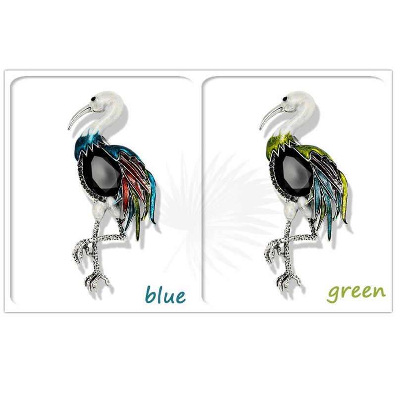 Destul de broșă cu macara cu coroană roșie pentru femeie animal pasăre Pin retro strass flamingo broșe accesorii de bijuterii