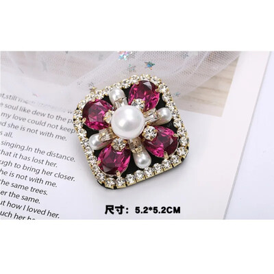 Κομψή Γεωμετρική Κρυστάλλινη Πέτρινη Τετράγωνη Συμμετρική Καρφίτσα Μπλε Πράσινη Μεγάλη Καρφίτσα από στρας Σταυρός με Κλιπ για γυναίκες