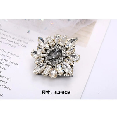 Κομψή Γεωμετρική Κρυστάλλινη Πέτρινη Τετράγωνη Συμμετρική Καρφίτσα Μπλε Πράσινη Μεγάλη Καρφίτσα από στρας Σταυρός με Κλιπ για γυναίκες