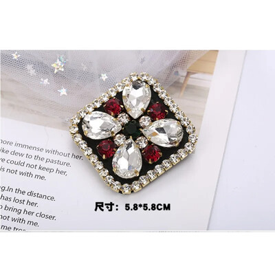 Κομψή Γεωμετρική Κρυστάλλινη Πέτρινη Τετράγωνη Συμμετρική Καρφίτσα Μπλε Πράσινη Μεγάλη Καρφίτσα από στρας Σταυρός με Κλιπ για γυναίκες