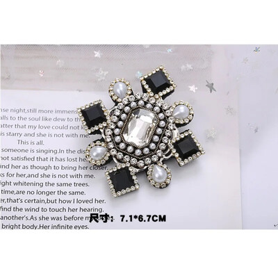 Κομψή Γεωμετρική Κρυστάλλινη Πέτρινη Τετράγωνη Συμμετρική Καρφίτσα Μπλε Πράσινη Μεγάλη Καρφίτσα από στρας Σταυρός με Κλιπ για γυναίκες