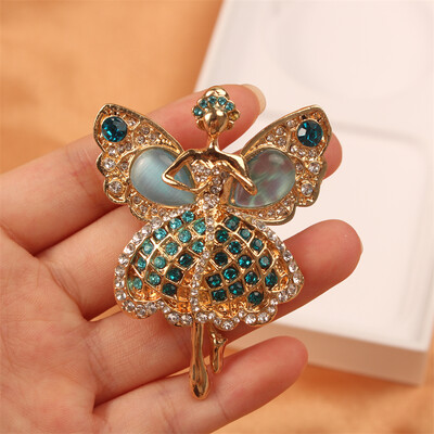 Bájos vintage páva szivárvány medve tündér brossok zöld kristály barokk palota fűző fényes kitűzők parti bankett ékszerek