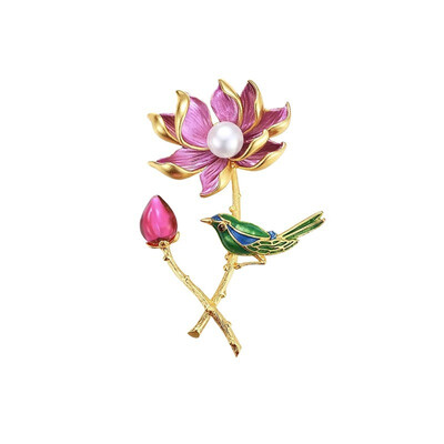 Rhinestone Waterdrop Tassel Green Lotus Flower Καρφίτσες για Γυναικείες Κομψές καρφίτσες κοστουμιού με φύλλα Lotus Φυτό σήμα Μόδα κοσμήματα