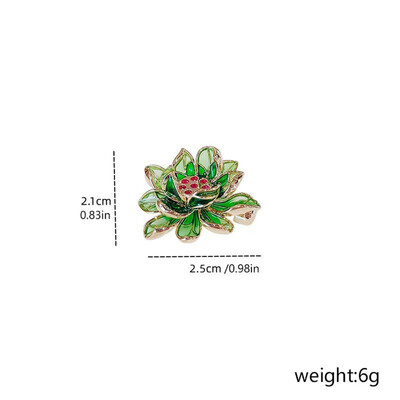 Rhinestone Waterdrop Tassel Green Lotus Flower Καρφίτσες για Γυναικείες Κομψές καρφίτσες κοστουμιού με φύλλα Lotus Φυτό σήμα Μόδα κοσμήματα