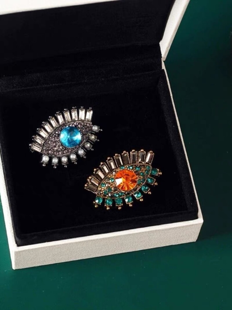 Τουρκικό Evil Eye Πράσινες Κρυστάλλινες Μπαρόκ Καρφίτσες Γυναικείες Καρφίτσες Ζιργκόν Ζιργκόν Πολύχρωμο Καρφίτσα από στρας Boho Lucky Jewelry