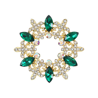 Ολοκαίνουργια άφιξη WEIMANJINGDIAN Καρφίτσες και καρφίτσες για γυναίκες με πράσινο κρύσταλλο λουλουδάτο γιρλάντα