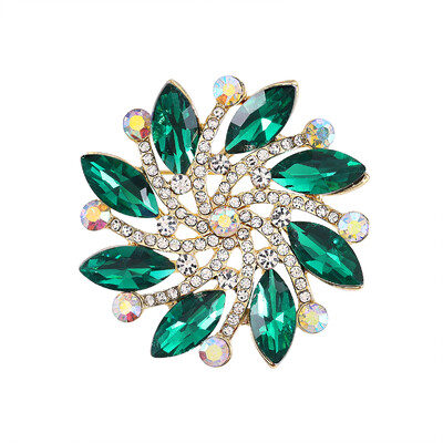 Ολοκαίνουργια άφιξη WEIMANJINGDIAN Καρφίτσες και καρφίτσες για γυναίκες με πράσινο κρύσταλλο λουλουδάτο γιρλάντα