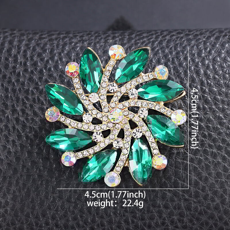 Ολοκαίνουργια άφιξη WEIMANJINGDIAN Καρφίτσες και καρφίτσες για γυναίκες με πράσινο κρύσταλλο λουλουδάτο γιρλάντα