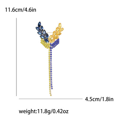 Broșe de urechi de grâu cu strasuri la modă pentru femei, ace de grâu ucrainene, insigne de plante emailate, pentru petreceri, pentru birou, pentru prieteni, cadouri, accesorii