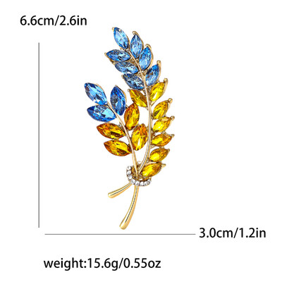 Broșe de urechi de grâu cu strasuri la modă pentru femei, ace de grâu ucrainene, insigne de plante emailate, pentru petreceri, pentru birou, pentru prieteni, cadouri, accesorii