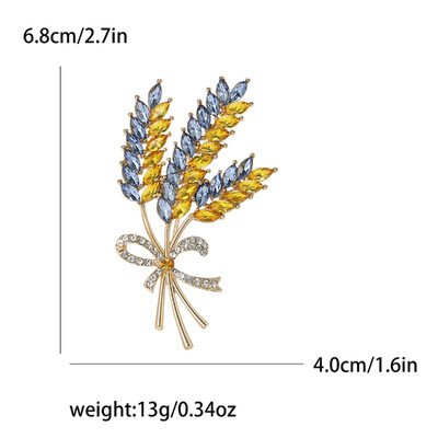 Broșe de urechi de grâu cu strasuri la modă pentru femei, ace de grâu ucrainene, insigne de plante emailate, pentru petreceri, pentru birou, pentru prieteni, cadouri, accesorii