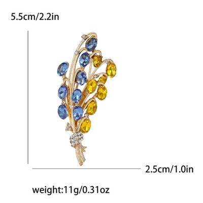 Broșe de urechi de grâu cu strasuri la modă pentru femei, ace de grâu ucrainene, insigne de plante emailate, pentru petreceri, pentru birou, pentru prieteni, cadouri, accesorii