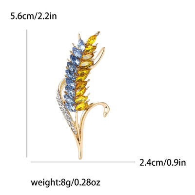 Broșe de urechi de grâu cu strasuri la modă pentru femei, ace de grâu ucrainene, insigne de plante emailate, pentru petreceri, pentru birou, pentru prieteni, cadouri, accesorii