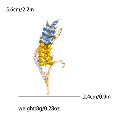 Broșe de urechi de grâu cu strasuri la modă pentru femei, ace de grâu ucrainene, insigne de plante emailate, pentru petreceri, pentru birou, pentru prieteni, cadouri, accesorii
