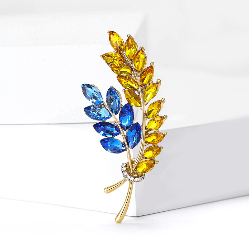 Broșe de urechi de grâu cu strasuri la modă pentru femei, ace de grâu ucrainene, insigne de plante emailate, pentru petreceri, pentru birou, pentru prieteni, cadouri, accesorii