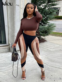 Kliou Mesh Patchwork Print Leggings Női Csípő Y2K Varrás Szín Egyező Kabát Nadrág Magas derekú alakformáló magas utcai viselet