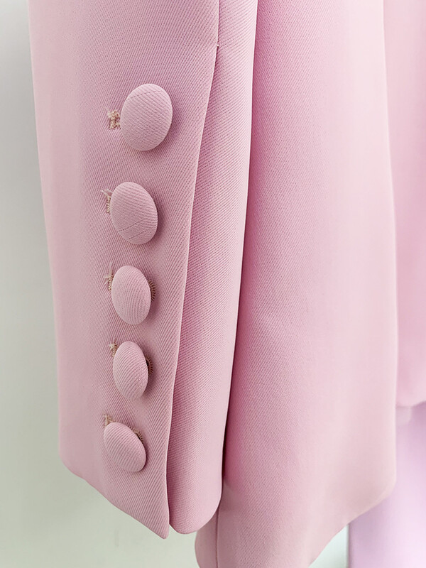 Blézer nadrágkosztümök rózsaszín, kétrészes irodai szett, üzleti női, egygombos ceruzanadrág Blézer + nadrágkosztüm, hivatalos rendezvény ruhák