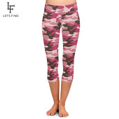 LETSFIND Leggings Capri cu talie înaltă pentru femei, cu imprimeu de camuflaj, la jumătatea gambei, cu 3/4, leggings elastici Livrare gratuită