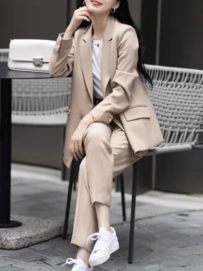 Moda femei elegante, pline de pantaloni, ocazional, vintage, chic, jachete, pantaloni drepți, set de două piese, ținute formale pentru femei