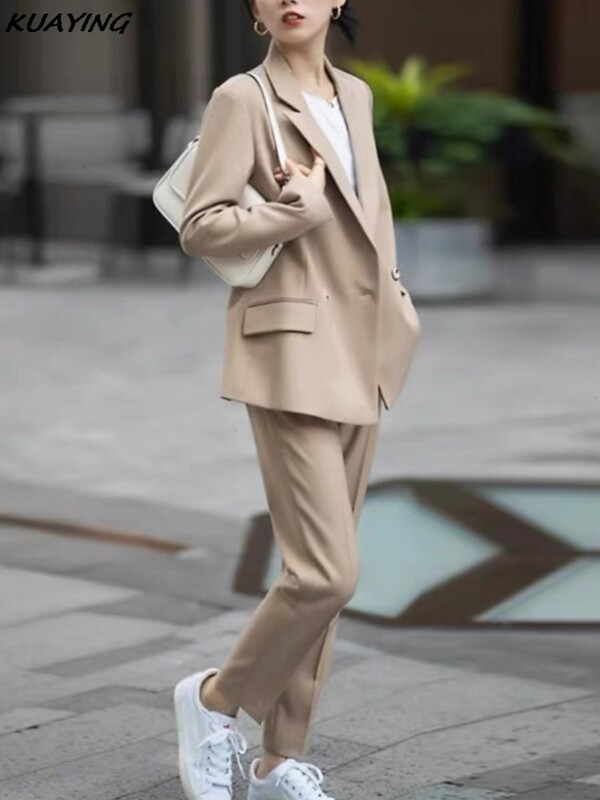 Moda femei elegante, pline de pantaloni, ocazional, vintage, chic, jachete, pantaloni drepți, set de două piese, ținute formale pentru femei
