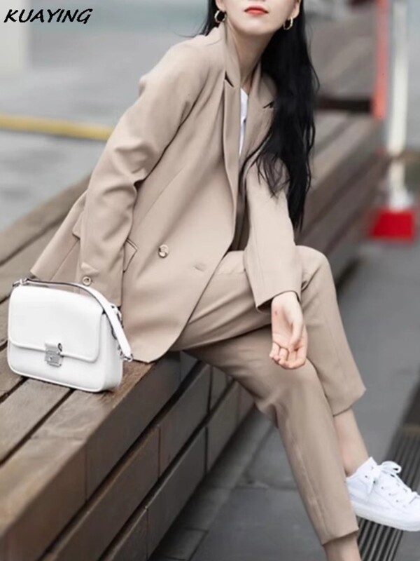 Moda femei elegante, pline de pantaloni, ocazional, vintage, chic, jachete, pantaloni drepți, set de două piese, ținute formale pentru femei