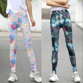 Tavaszi és nyári tejselyem Leggings vékony szabadtéri sport rugalmas vékony nadrág virágmintás Yoga Fitness női leggings