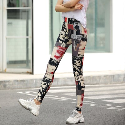 Tavaszi és nyári tejselyem Leggings vékony szabadtéri sport rugalmas vékony nadrág virágmintás Yoga Fitness női leggings