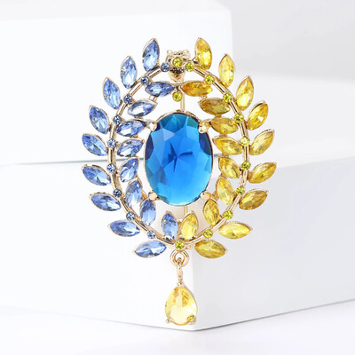 Broșe cu pandantiv ureche de grâu cu stras pentru femei, unisex, ace botanice rotunde din sticlă, cadouri pentru prietenii de birou, accesorii de bijuterii