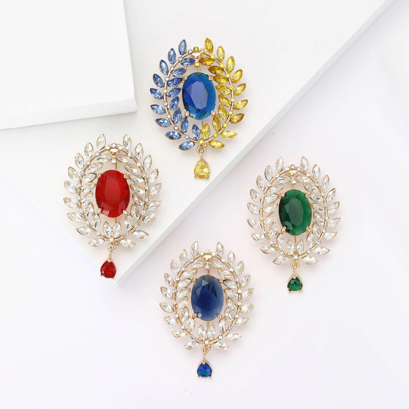 Broșe cu pandantiv ureche de grâu cu stras pentru femei, unisex, ace botanice rotunde din sticlă, cadouri pentru prietenii de birou, accesorii de bijuterii