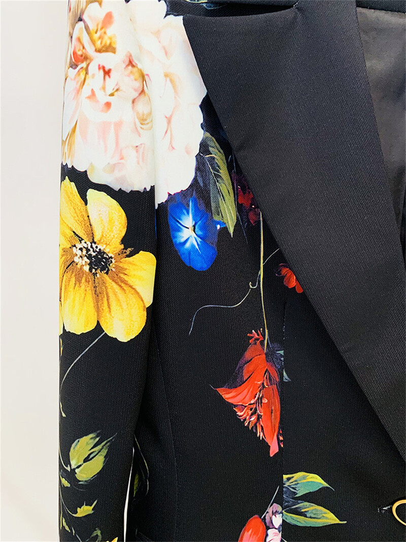 Set de 2 bucăți de costume formale pentru femei cu imprimeu floral, smoking, ținută de petrecere, set de pantaloni evazați.