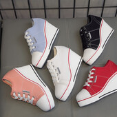 Γυναικεία παπούτσια New Woman Wedge Canvas Vulcanize Shoes Platform Breathable Canvas Shoes Casual Students Candy Color Wedge Sneakers