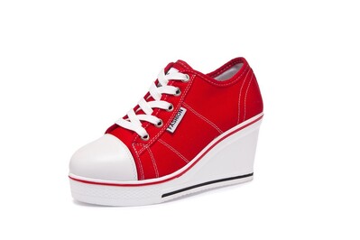 Γυναικεία παπούτσια New Woman Wedge Canvas Vulcanize Shoes Platform Breathable Canvas Shoes Casual Students Candy Color Wedge Sneakers